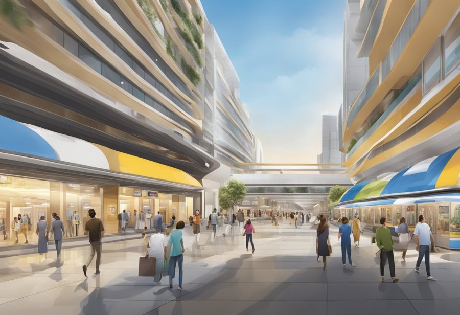 The Oud Metha metro station is surrounded by bustling streets, with nearby amenities such as shops, cafes, and restaurants