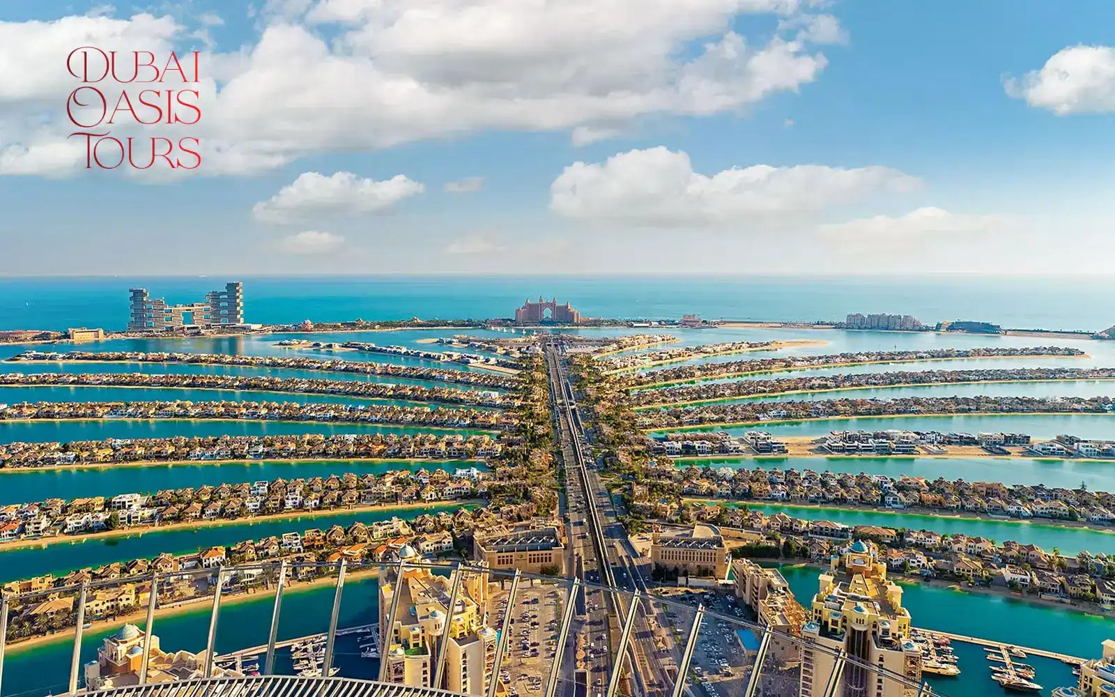 Panoramic view of Palm Jumeirah from The View observation deck