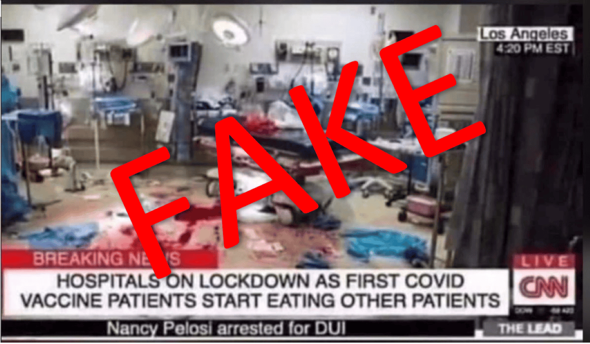 Purported CNN bulletin photo claiming vaccinated COVID-19 patients eat other patients in hospital is fabricated