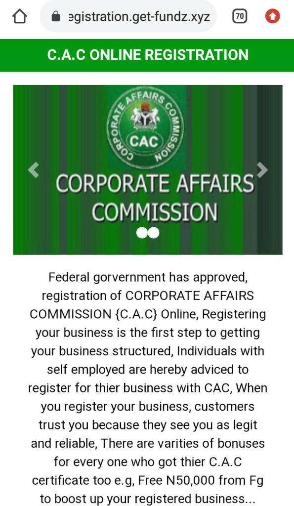 CAC not offering free online registration as claimed in viral message 3 CAC not offering free online registration as claimed in viral message