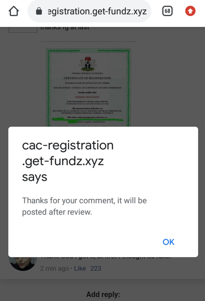 CAC not offering free online registration as claimed in viral message 5 CAC not offering free online registration as claimed in viral message
