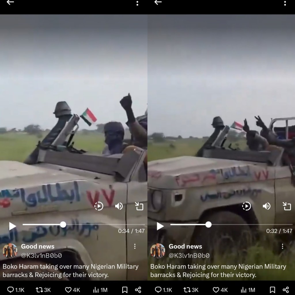 Facebook video showing Boko Haram celebrating seizure of military barracks unrelated