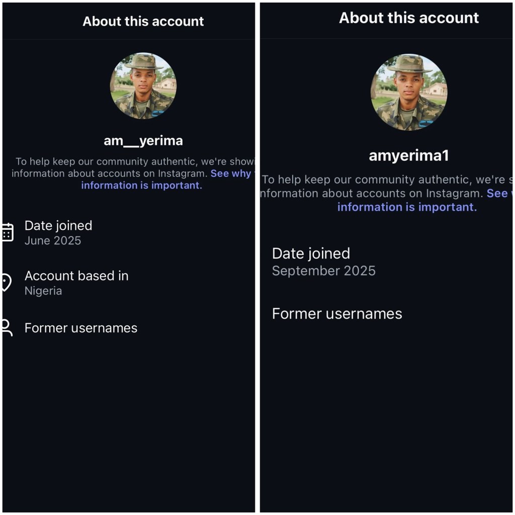 Beware of social media accounts impersonating Lt Yerima 3 Beware of social media accounts impersonating Lt Yerima