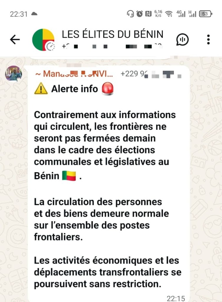Bénin : les frontières terrestres restent ouvertes le jour de vote suite à la modification de la décision du gouvernement 2 Bénin : les frontières terrestres restent ouvertes le jour de vote suite à la modification de la décision du gouvernement