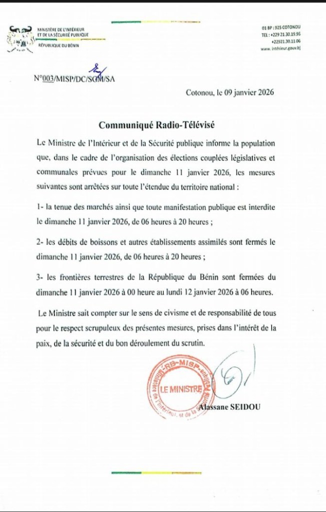 Bénin : les frontières terrestres restent ouvertes le jour de vote suite à la modification de la décision du gouvernement 3 Bénin : les frontières terrestres restent ouvertes le jour de vote suite à la modification de la décision du gouvernement