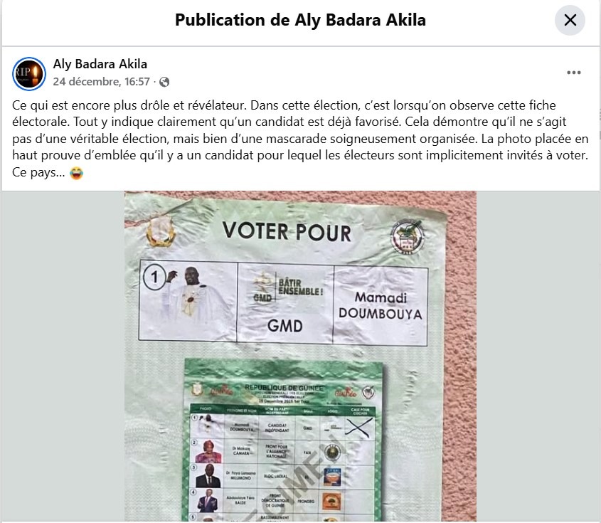 Présidentielle en Guinée : le bulletin de vote n’a pas été conçu pour favoriser Mamadi Doumbouya