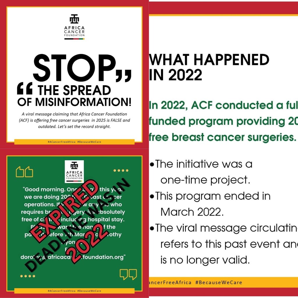 2022 ACF Free cancer treatment, recirculated in 2026