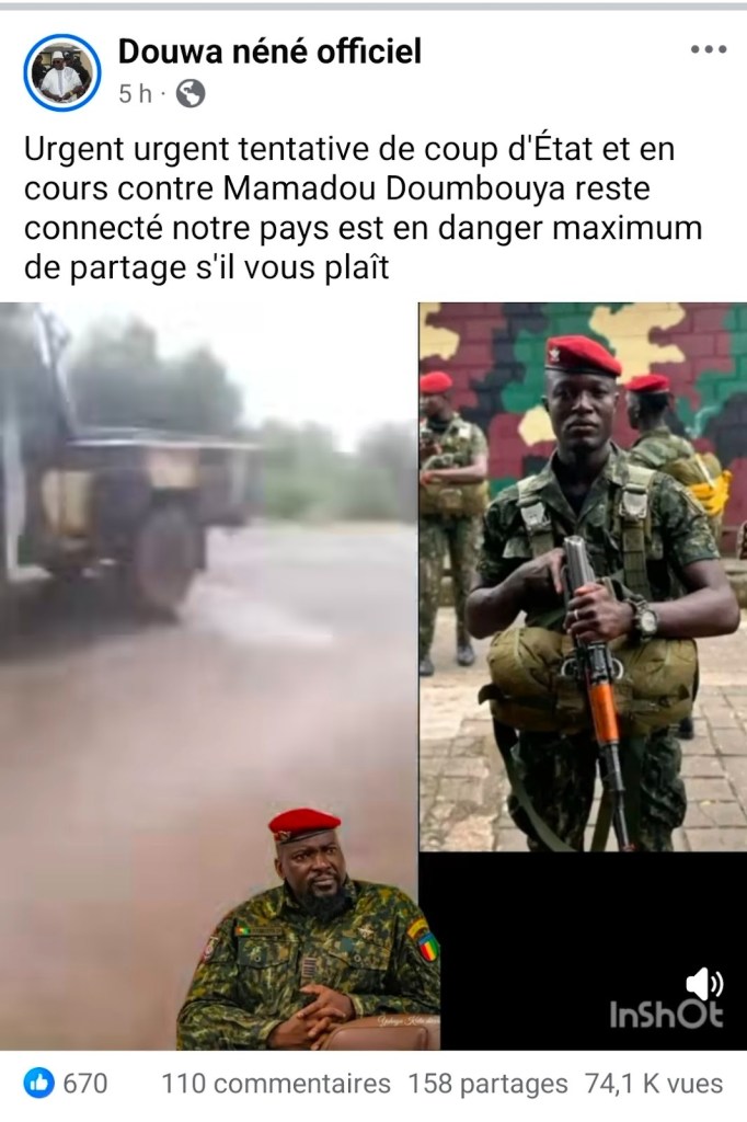 Guinée : Une vidéo prétend montrer un coup d’État contre Mamadi Doumbouya 2 Guinée : Une vidéo prétend montrer un coup d’État contre Mamadi Doumbouya
