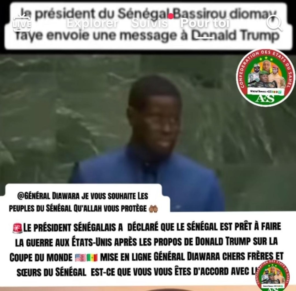 Aucune menace de guerre émise par le président du Sénégal contre les Etats-Unis 