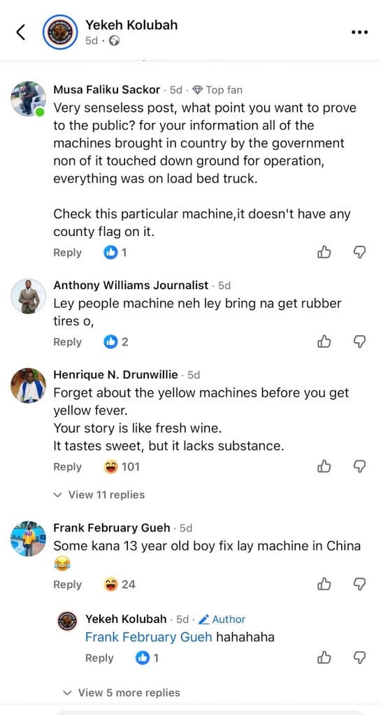 False! Yellow Machines did not develop engine problems at Freeport of Monrovia 4 False! Yellow Machines did not develop engine problems at Freeport of Monrovia