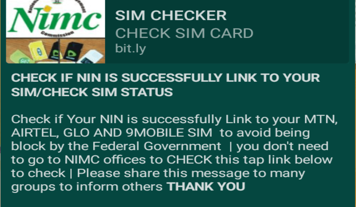 Website asking Nigerians to verify NIN-SIM status is fraudulent