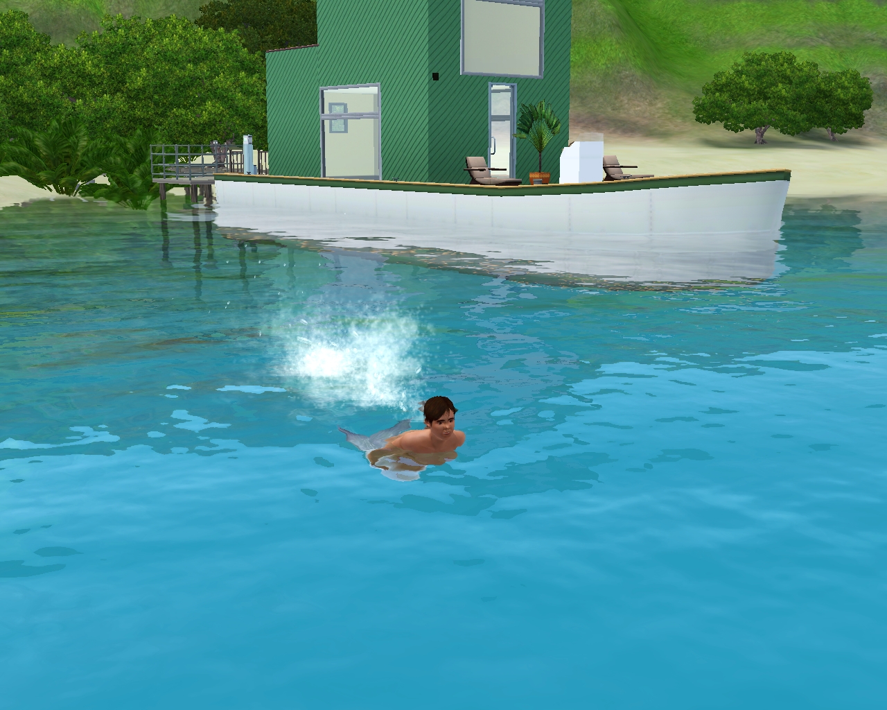 Teen mermaid swimming