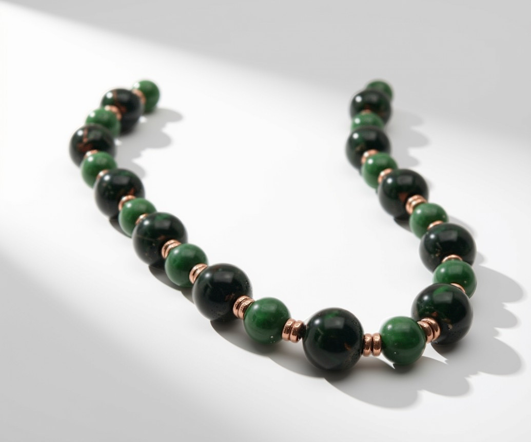 Jessica Beaded Resin Necklace in Black and Forrest Green
