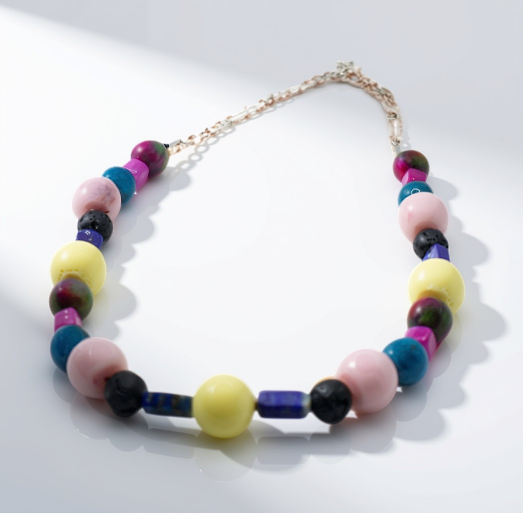 Lacey Resin and Bead Necklace