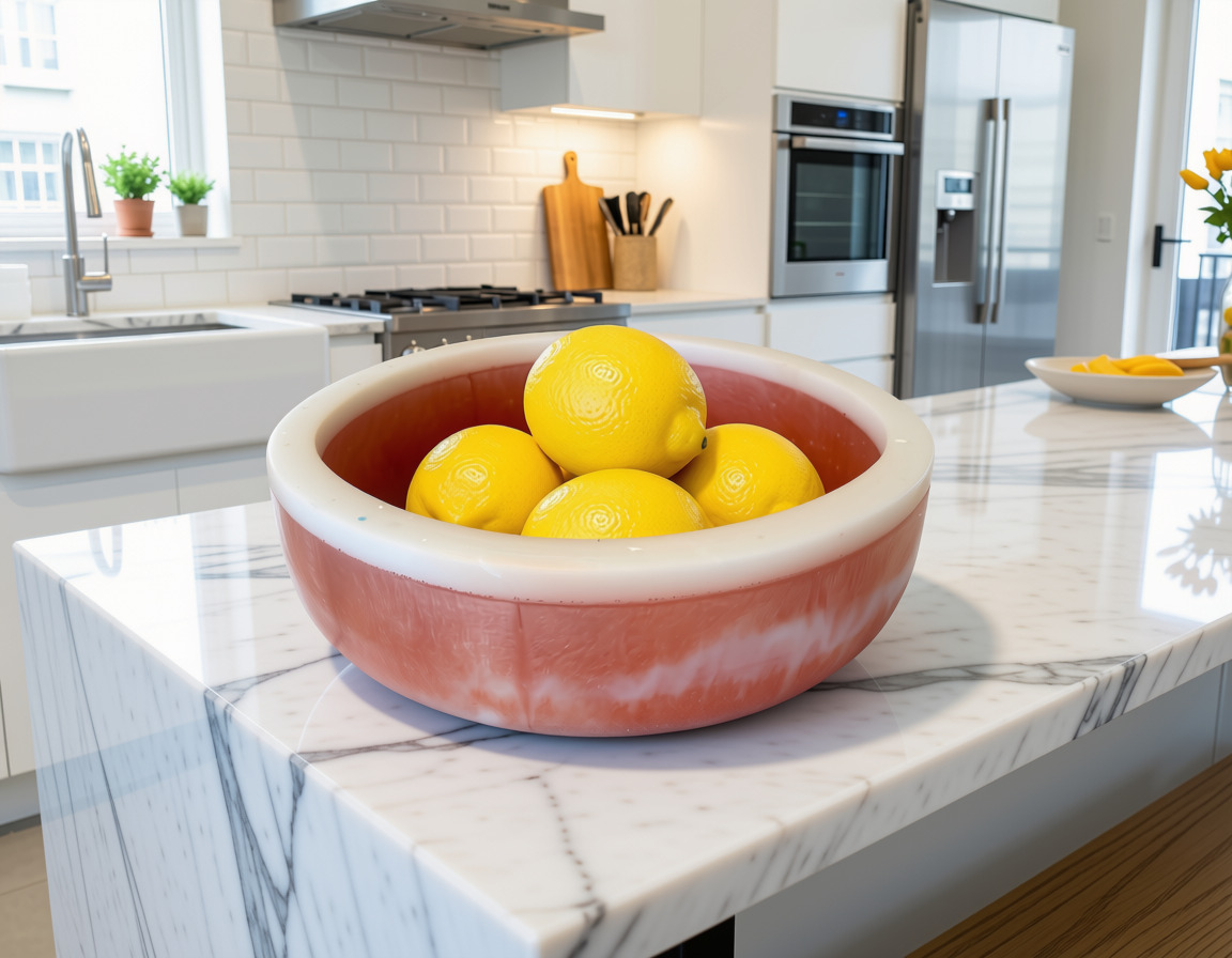 Aberdeen Large Resin Fruit Bowl in Tangerine and White