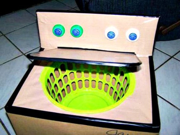 Cardboard box washing machine #toys #kids homemade toys, recycled toys, repurposing, family fun, kids