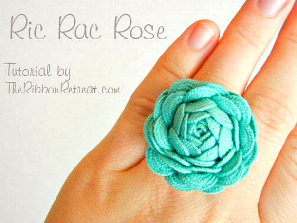 DIY rose ring made from ric rac - precious! #crafts #jewelry homemade ring, Mother's Day gift ideas