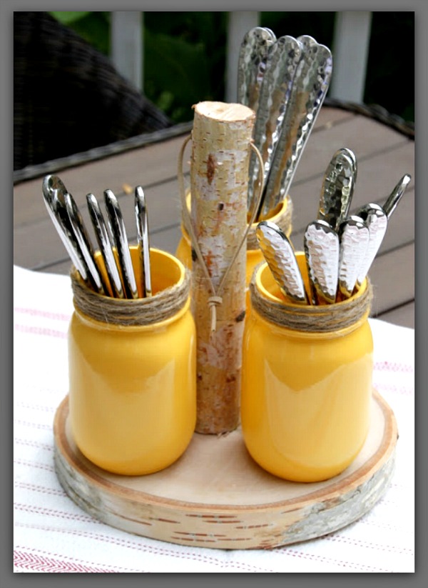 DIY silverware holder mason jars #crafts