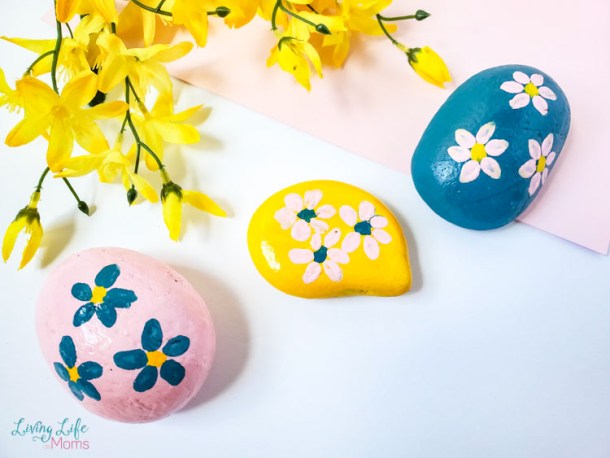 flower painted rocks