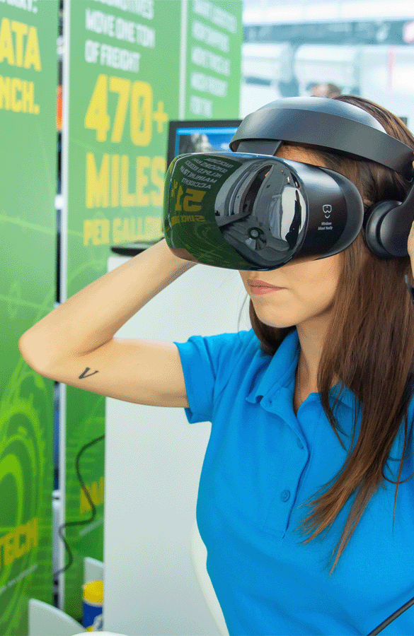 Lady with a VR set at the AAR Congressional Activation event.