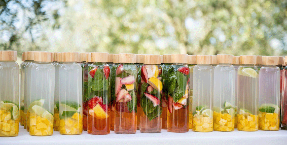 Fruit infused drinks from the Start Today Wellness Retreat.