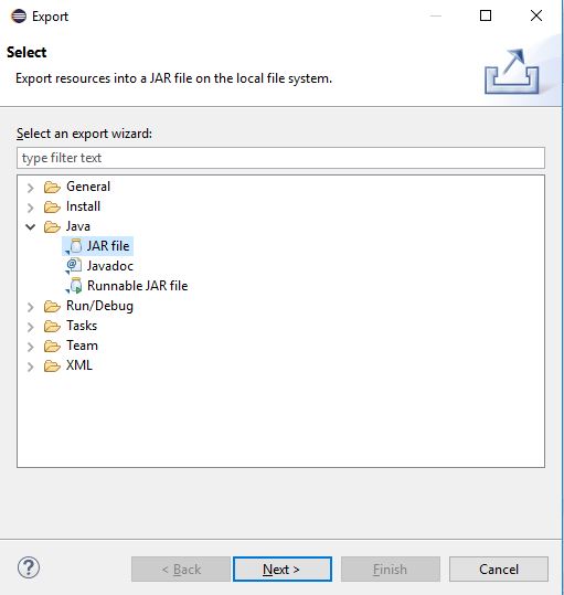 export dialog in eclipse