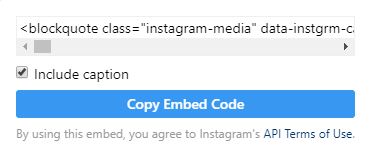 copy embed code option in instagram