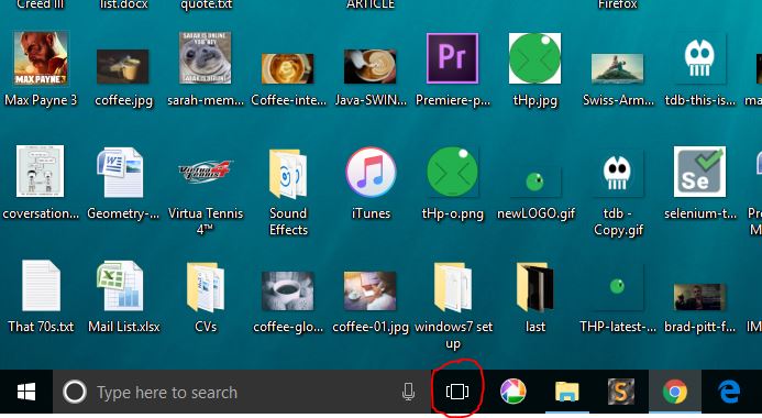 task view button on windows 10 screen