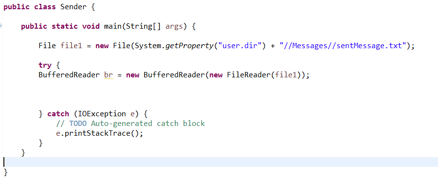 try catch around bufferedReader