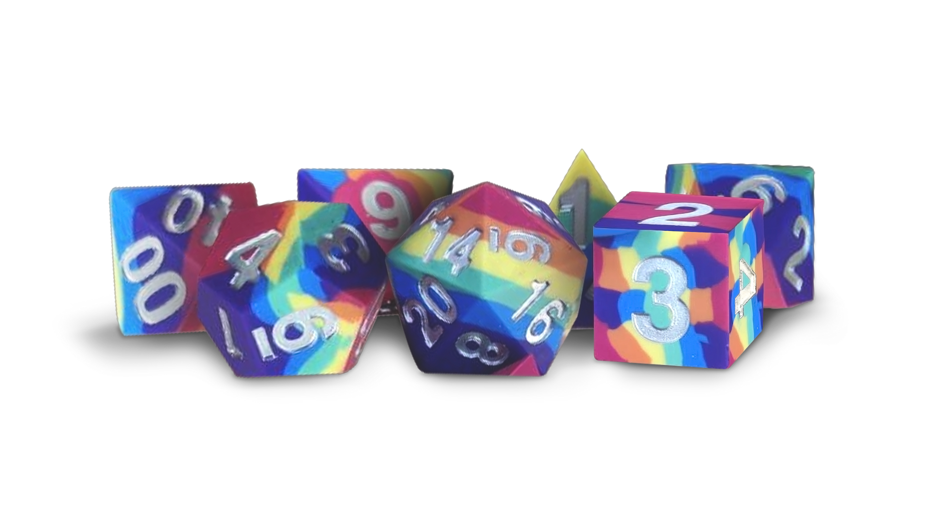 Fanroll Sharp Edge Silicone Rubber Dice Set (Rainbow)