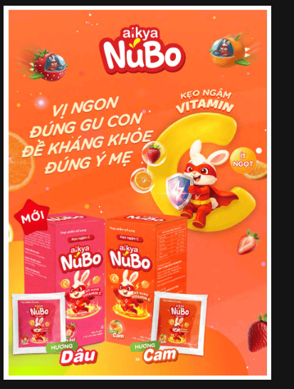 Kẹo ngậm C Aikya NuBo Dâu H/35 gói (TV)