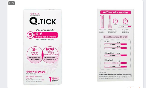 Que thử thai QTick H1c ( Phát Hiện Thai Sớm)
