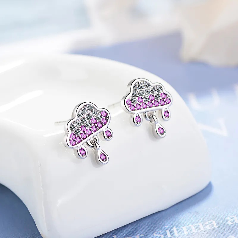 Aretes de plata en forma de nube