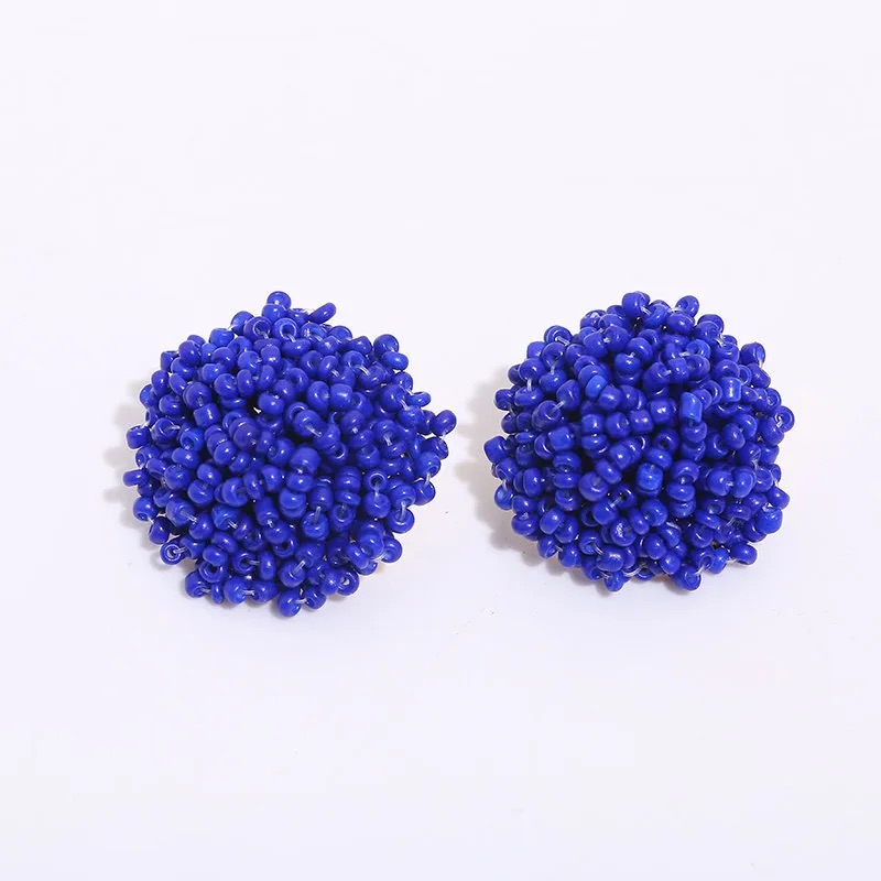 Aretes estilo botón de mullos tejidos