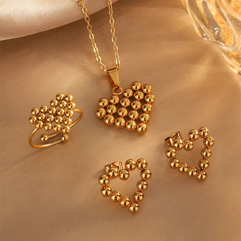 Set de 3 piezas de corazón dorado