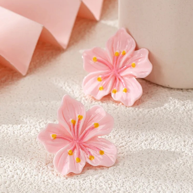 Aretes de flor rosado pastel retro