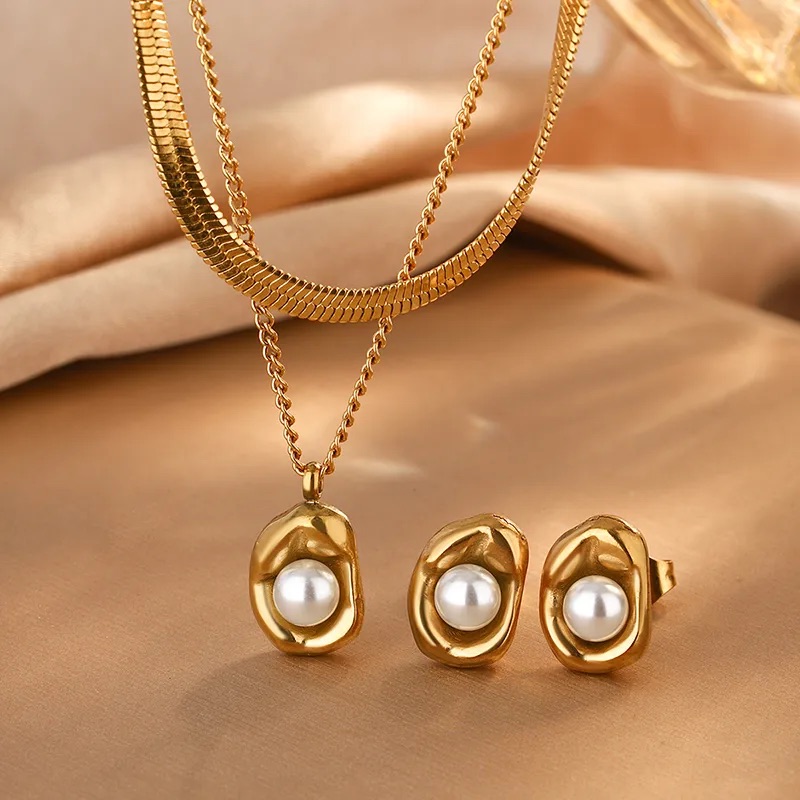 Cadena doble con dije de perlas
