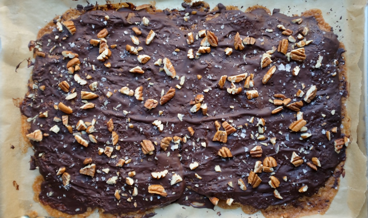 cooled, pre-cut toffee