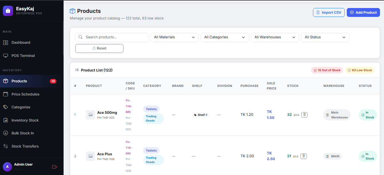 Inventory Management of Dusra Soft's EasyKaj