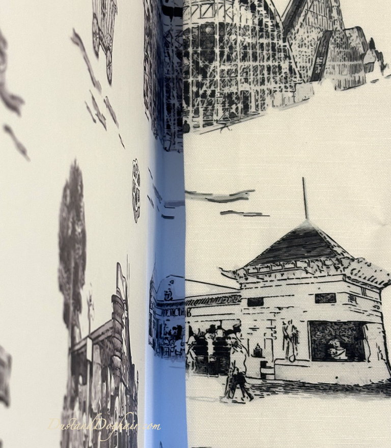 Pattern matching, custom printed toile fabric