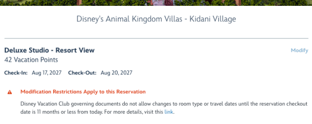 New DVC Reservation Modification Rules