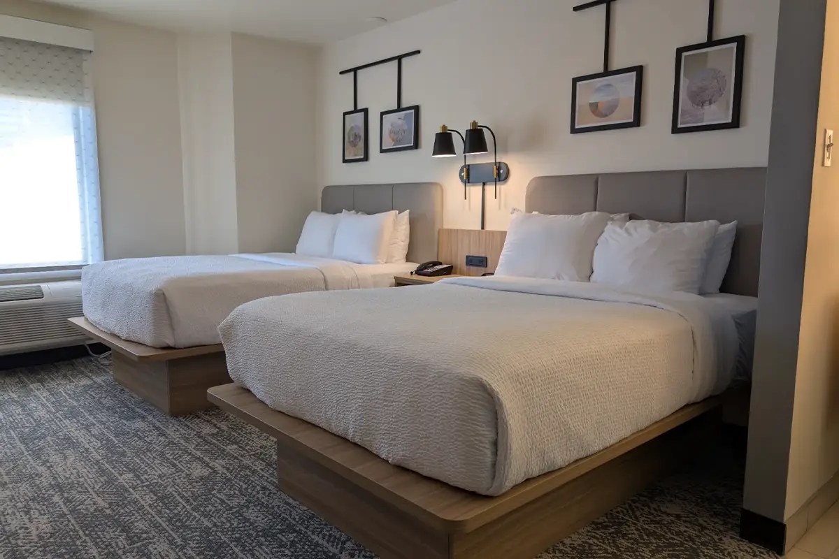 Sleep Inn guest room in South Jordan, Utah after renovation