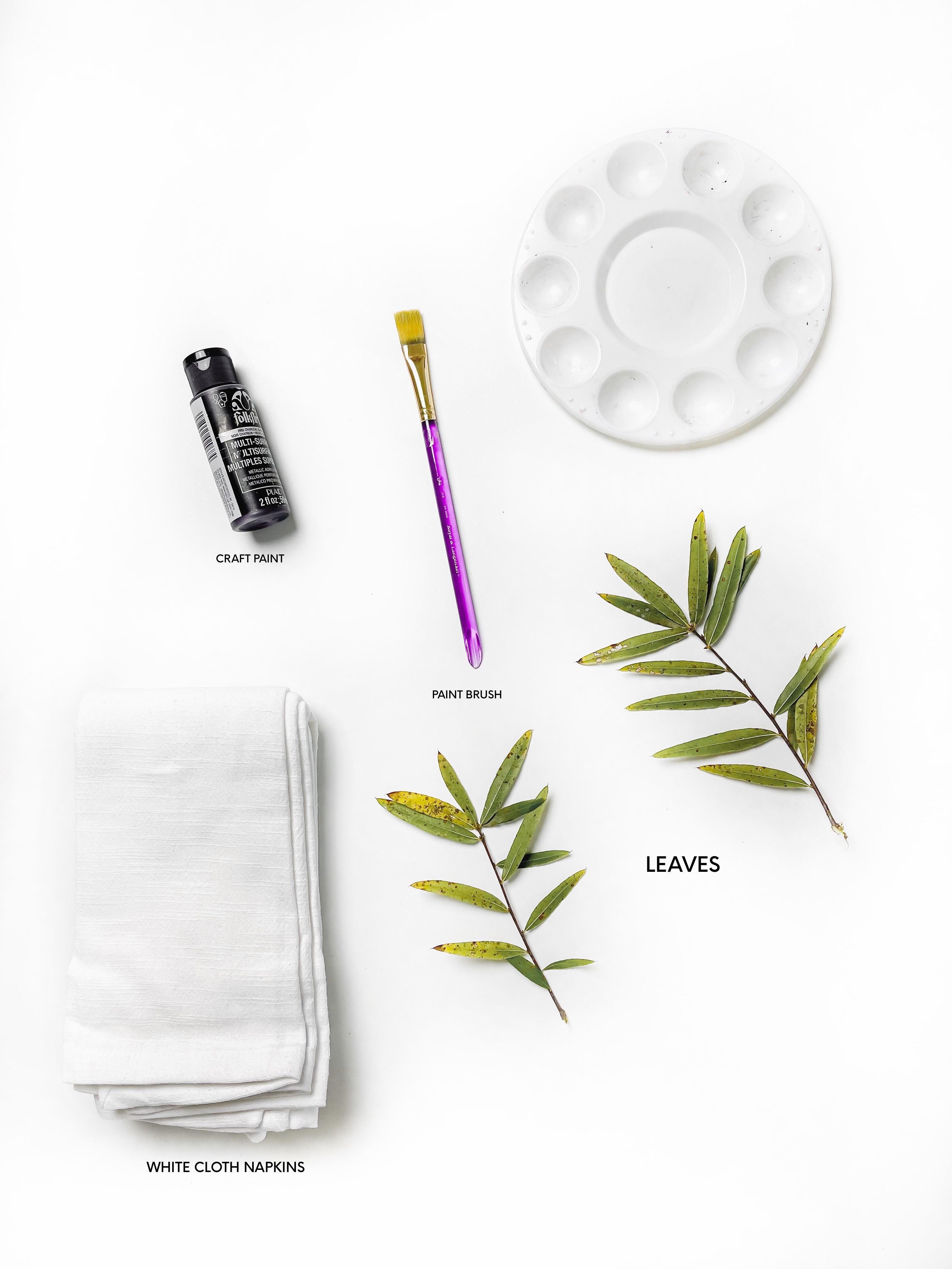 Supplies for Painted Leaf Napkins