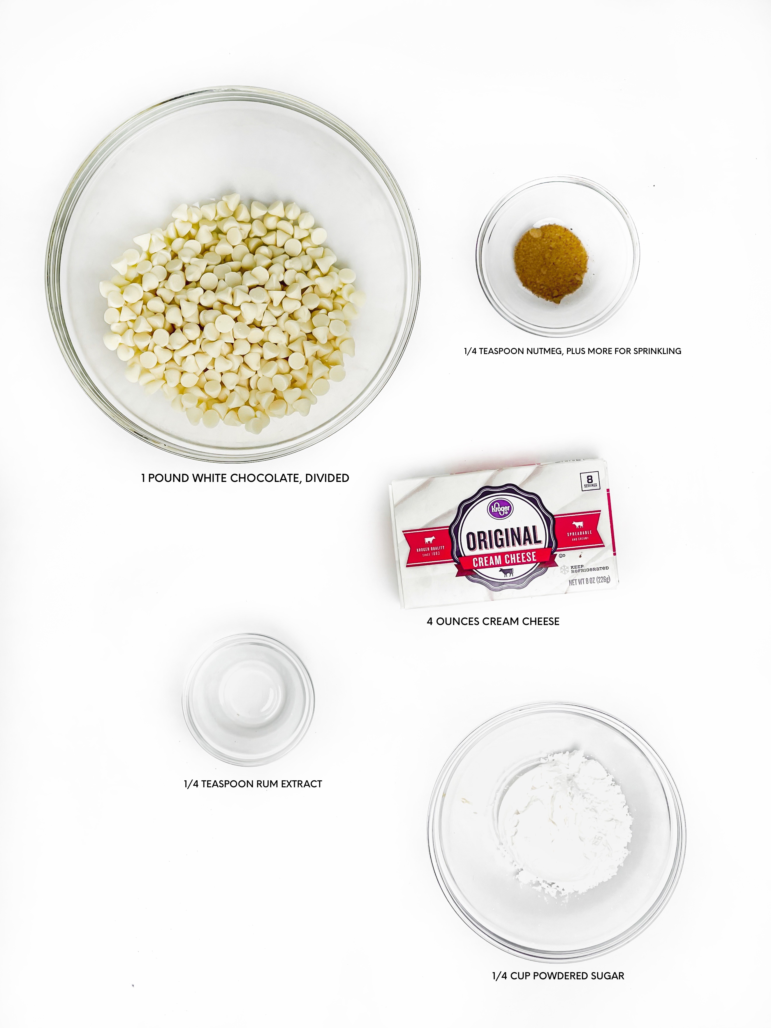 Ingredients for Eggnog Truffles