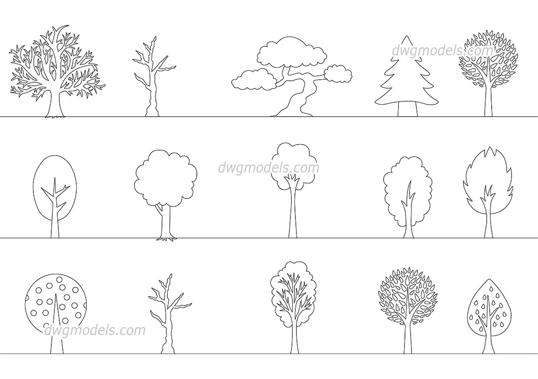 Here you can get fancy 2d cad block trees vectors for your drawings for free! Decorative Trees Autocad Blocks Cad Drawings Download
