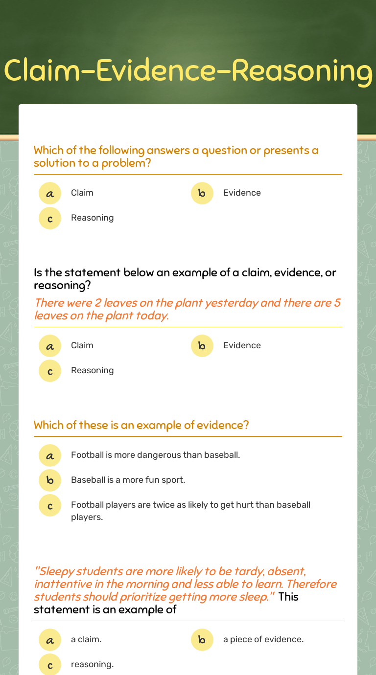 Claim-evidence-reasoning