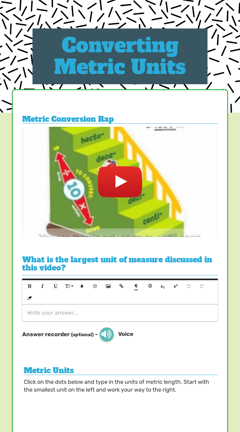 There are 1 000 millilitres in a litre. Converting Metric Units Interactive Worksheet By Emily Salie Wizer Me