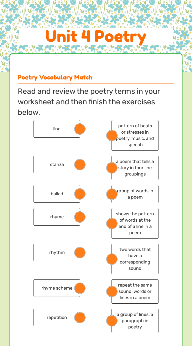 Is (four adjectives about you) sibling of: Unit 4 Poetry Interactive Worksheet By Faye Yang Wizer Me