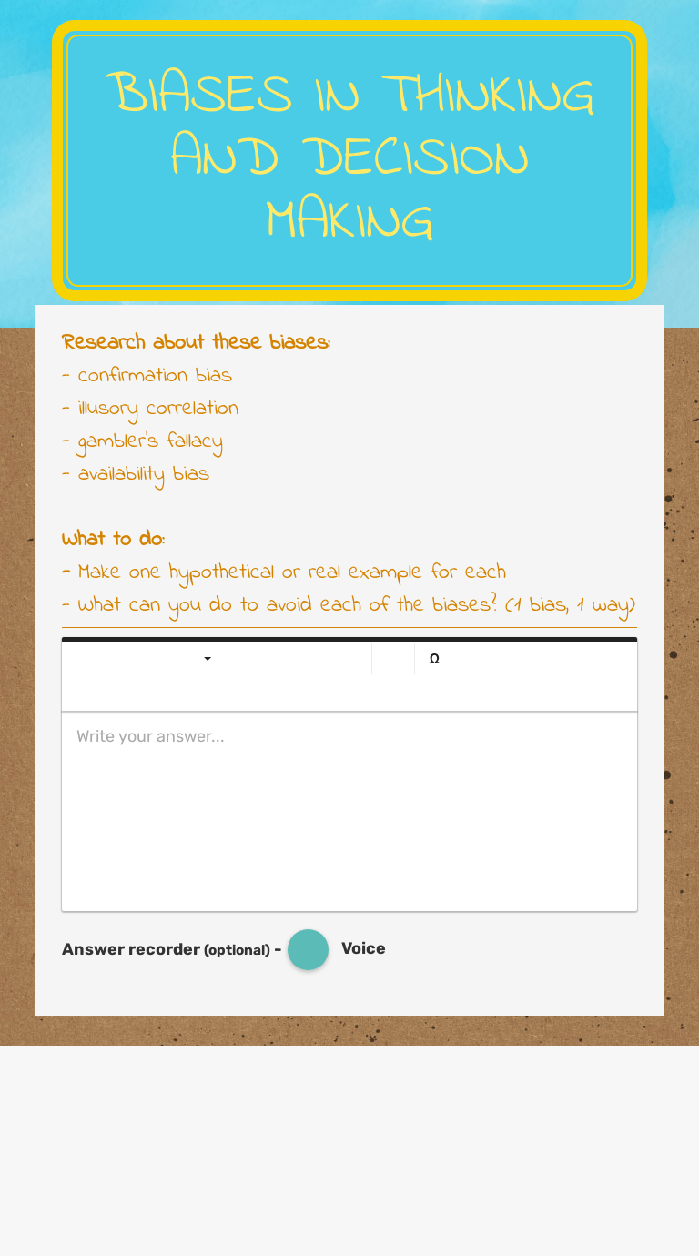 It can even impact governmental policies. Biases In Thinking And Decision Making Interactive Worksheet By Jonassah Schliephake Wizer Me