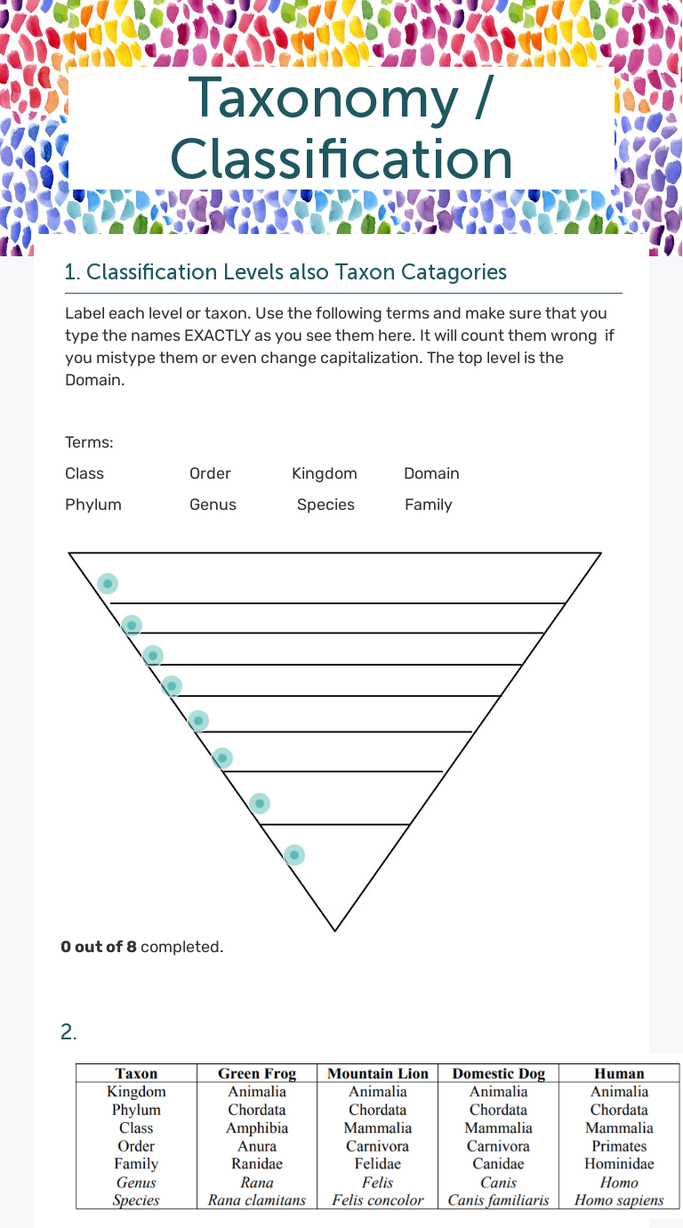 Taxonomy Classification Interactive Worksheet By Keisha Glass
